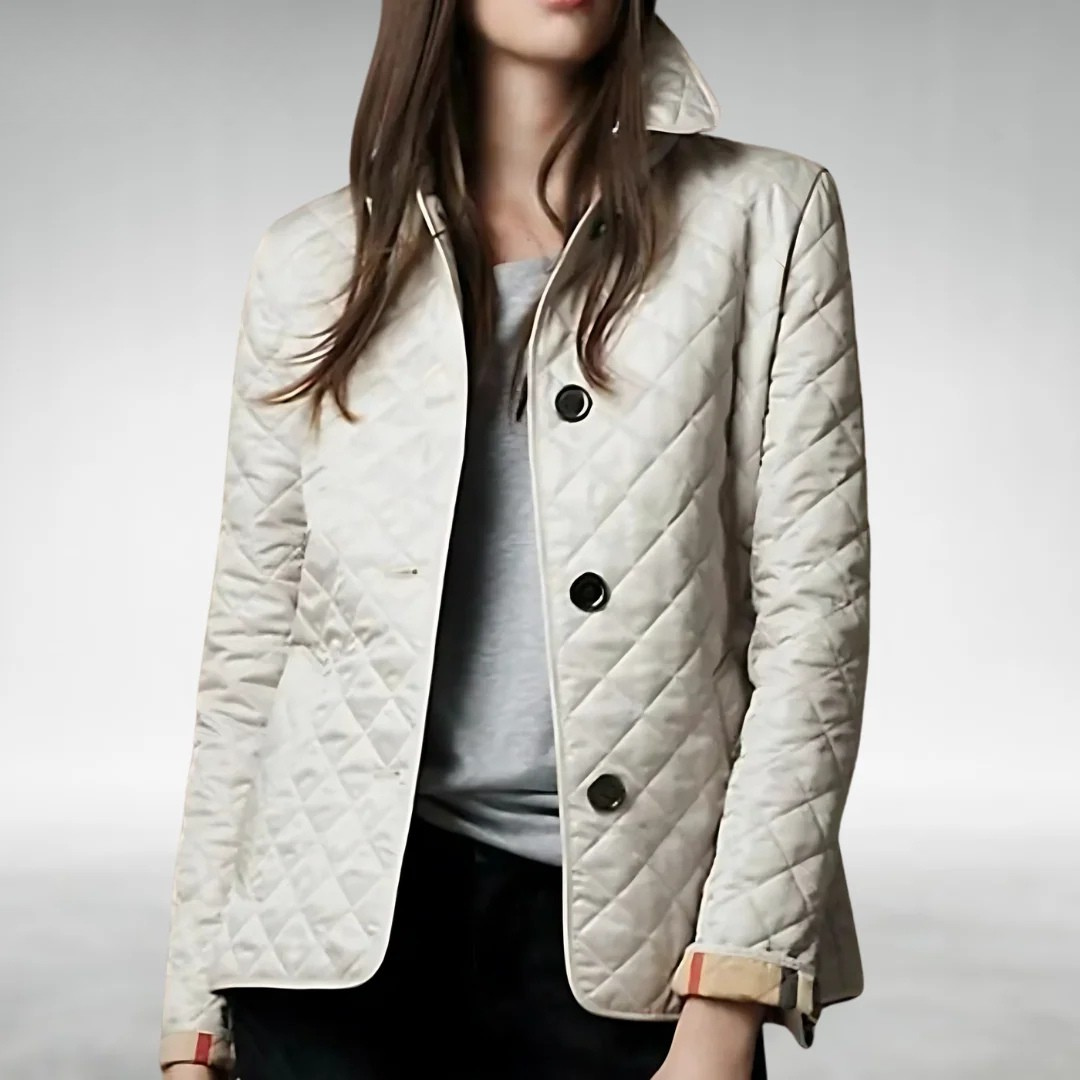 Hazel | Quilted Lightweight Jacket with Zip-Front Closure - Beige