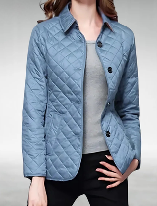 Hazel | Quilted Lightweight Jacket with Zip-Front Closure - Light Blue