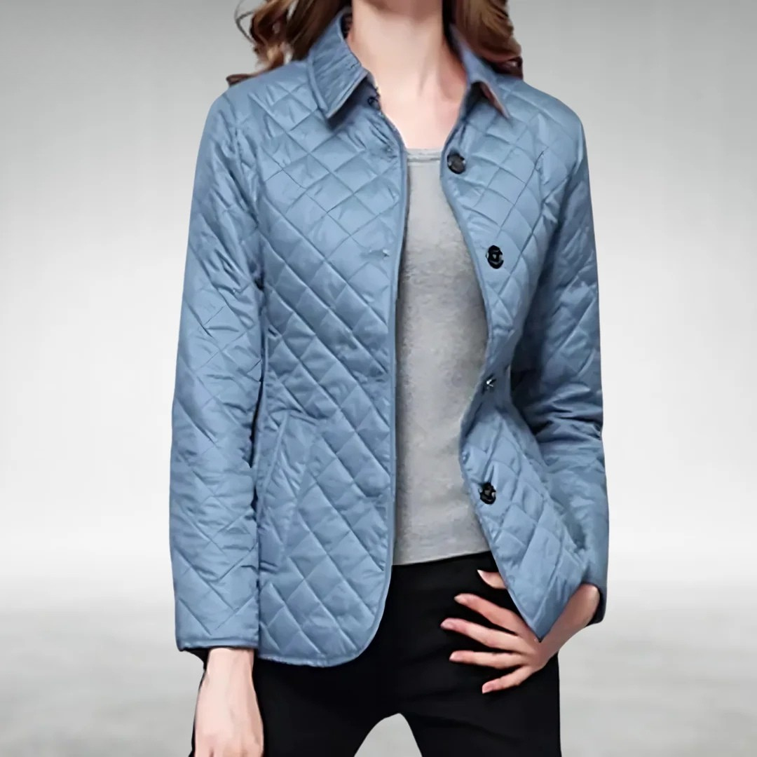 Hazel | Quilted Lightweight Jacket with Zip-Front Closure - Light Blue