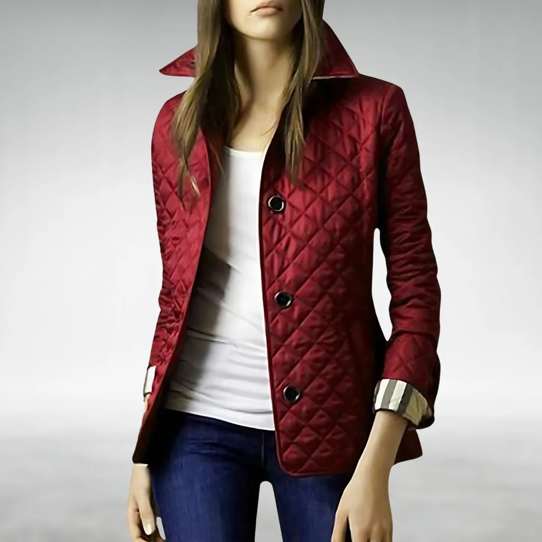 Hazel | Quilted Lightweight Jacket with Zip-Front Closure - Red
