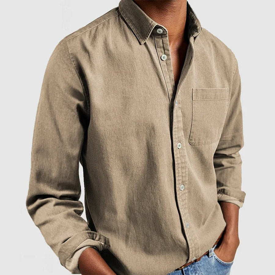 Luca Relaxed Long-Sleeve Shirt - Khaki