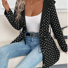 Tamsin | Reversible Longline Coat with Leopard Print Side - Black Polka Dot