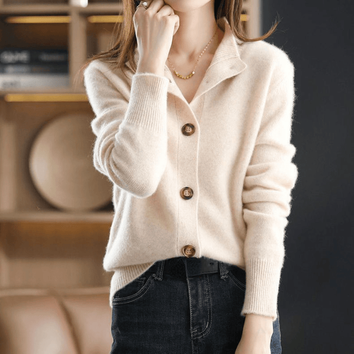 Sadie | Soft Draped Cardigan with Open-Front Silhouette - Beige