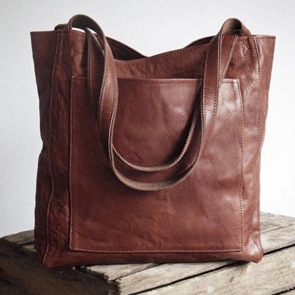 Camille Structured Vintage Shoulder Bag - Dark Brown