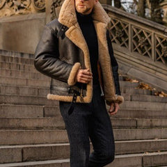 Hamish Classic Aviator Jacket - Dark Brown