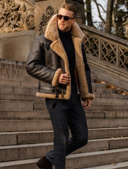 Hamish Classic Aviator Jacket - Dark Brown