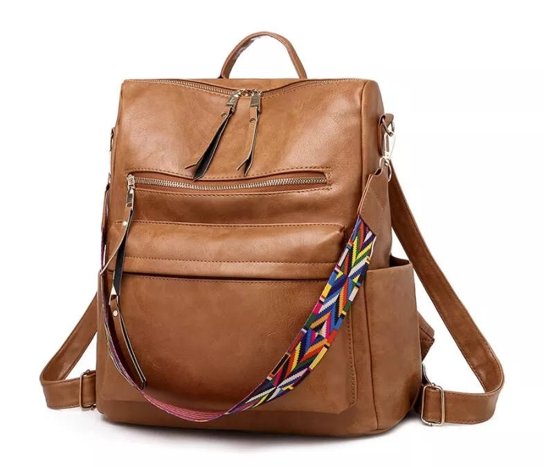 Delphine Roomy Convertible Backpack - Brown