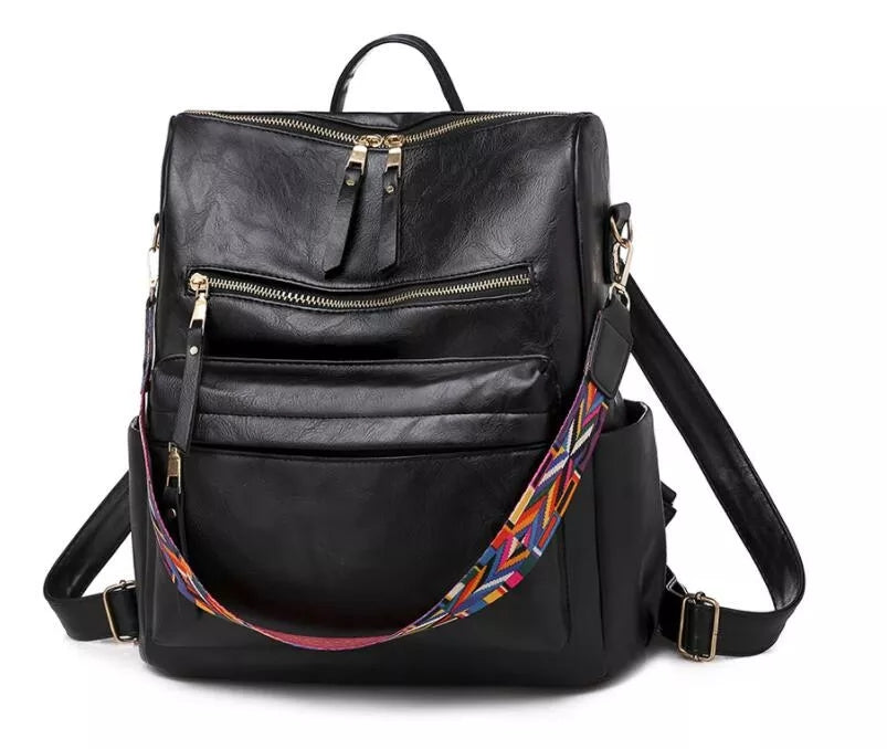 Delphine Roomy Convertible Backpack - Black