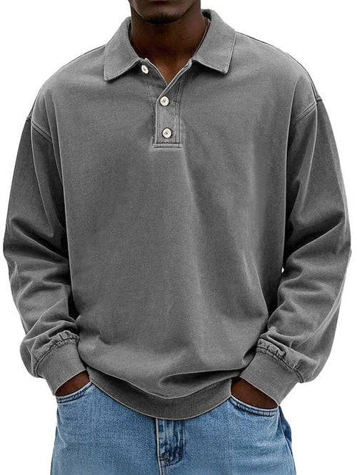 Adrian Classic Long-Sleeve Polo Shirt - Grey