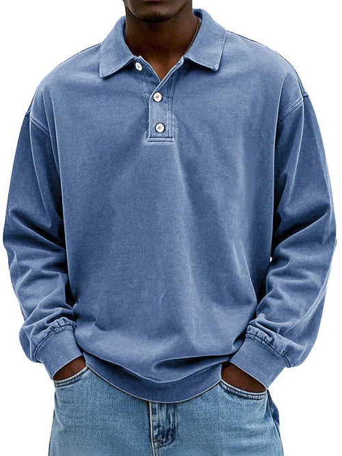 Adrian Classic Long-Sleeve Polo Shirt - Blue