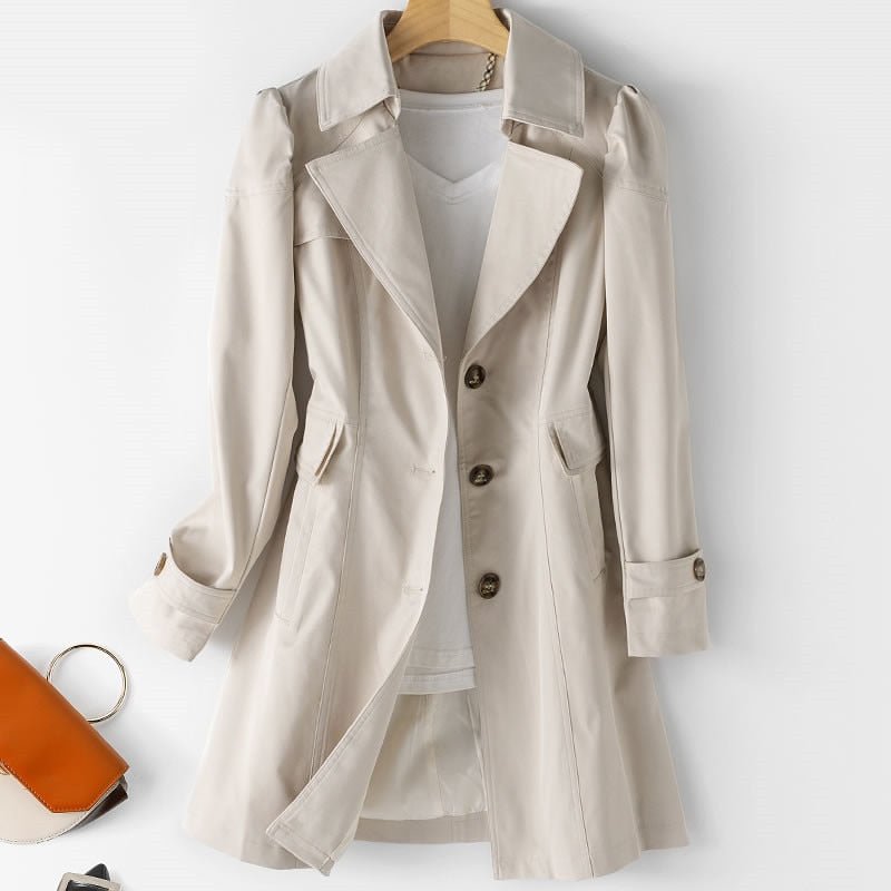 Esme Structured Longline Trench Coat - Beige