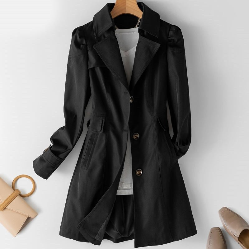 Esme Structured Longline Trench Coat - Black