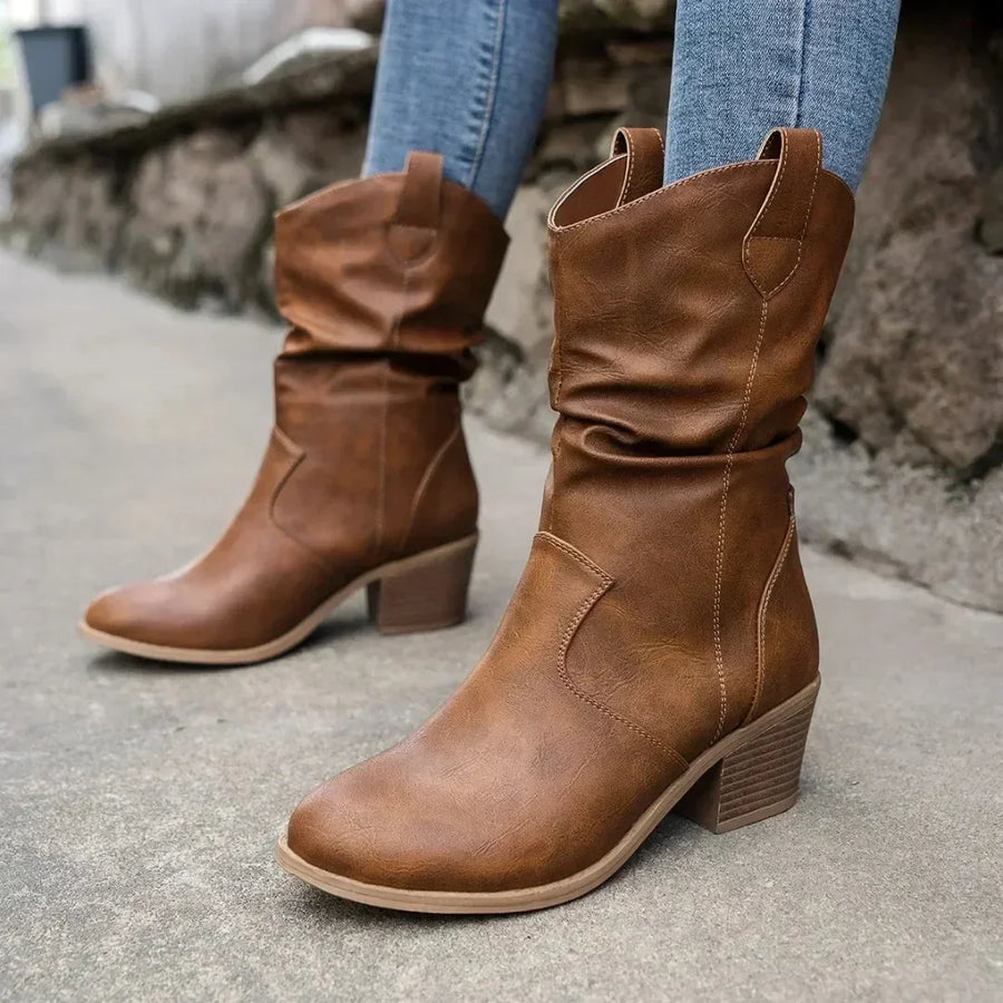 Tilly Western Slouch Boots - Brown