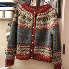 Ingrid Nordic Patterned Cardigan - Grey