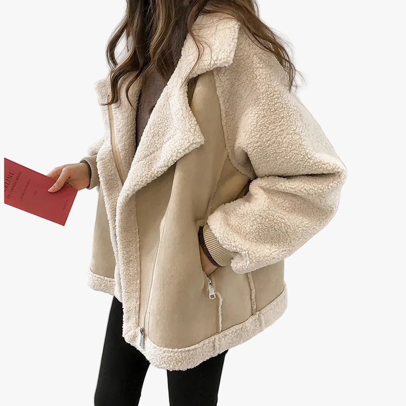 Eloise Plush Teddy Coat - Beige