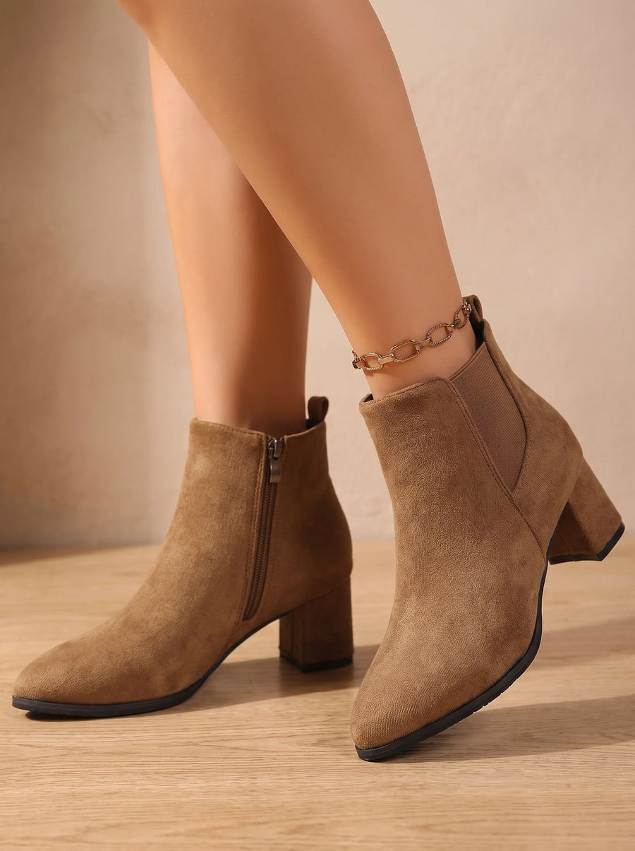 Clara Classic Block-Heel Ankle Boots - Brown