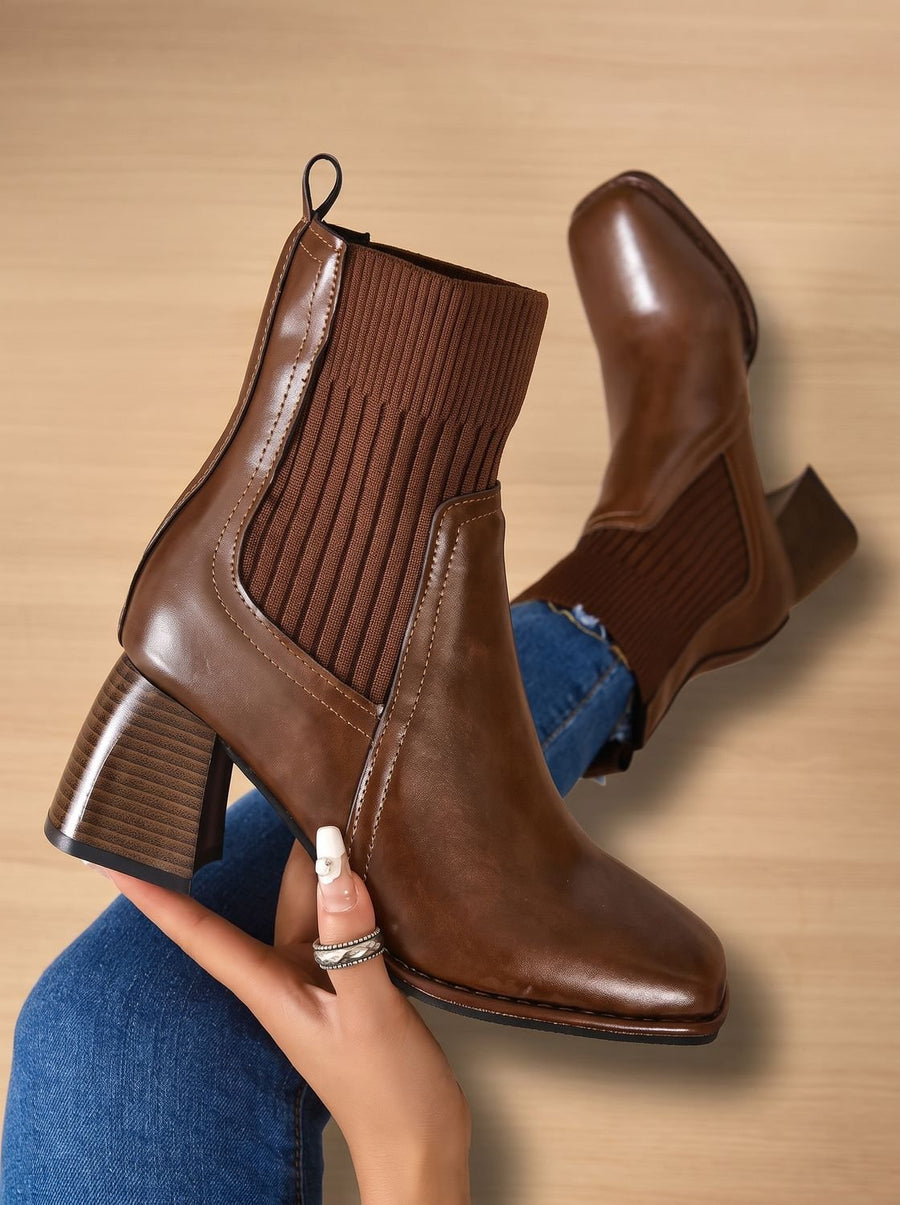 Harriet Sleek Slip-On Ankle Boots - Brown