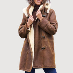 Winnie Hooded Toggle Coat - Brown