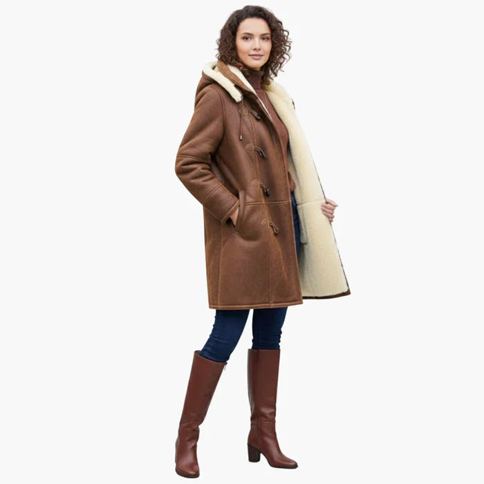 Winnie Hooded Toggle Coat - Brown