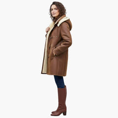 Winnie Hooded Toggle Coat - Brown