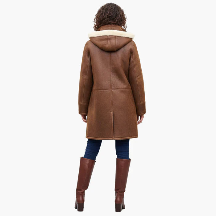 Winnie Hooded Toggle Coat - Brown