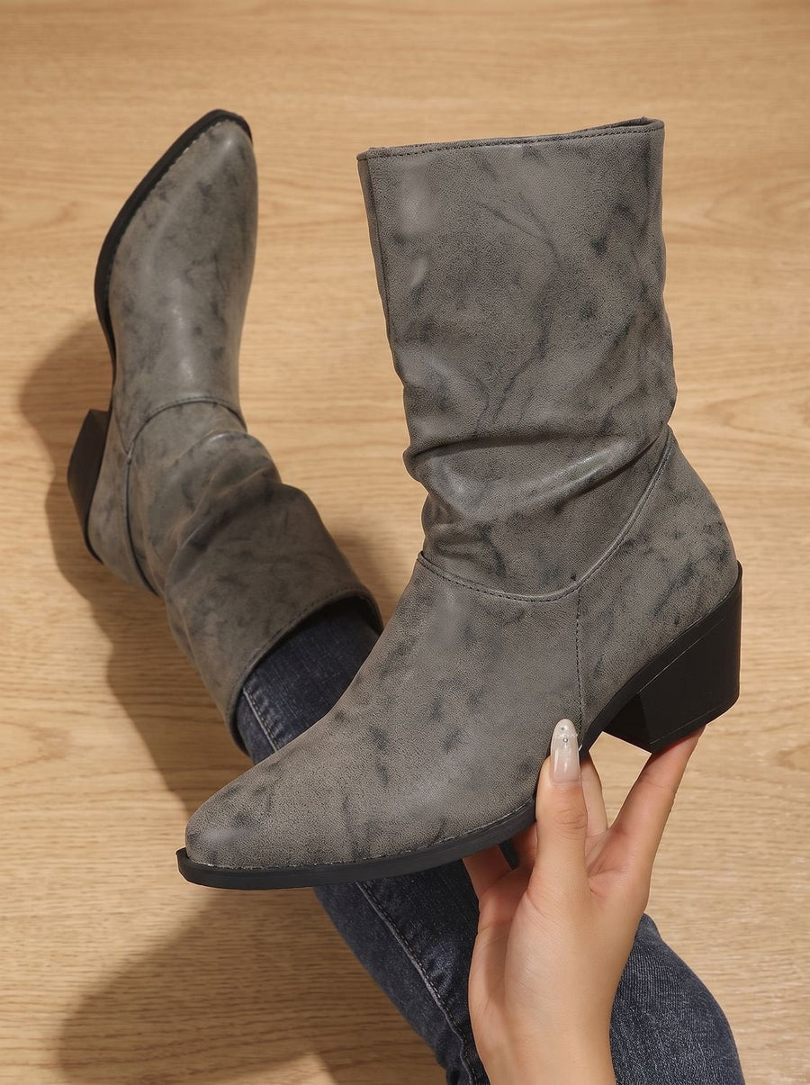 Lydia Slouchy Mid-Calf Boots - Grey