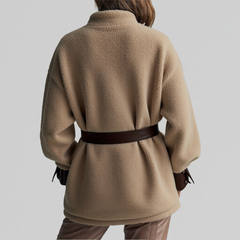 Aurora Belted Teddy Utility Coat - Taupe
