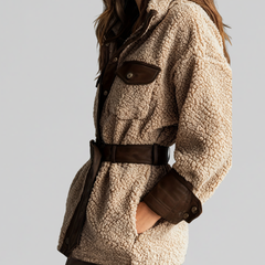 Aurora Belted Teddy Utility Coat - Taupe