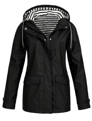 Nell Hooded Waterproof Rain Jacket - Black