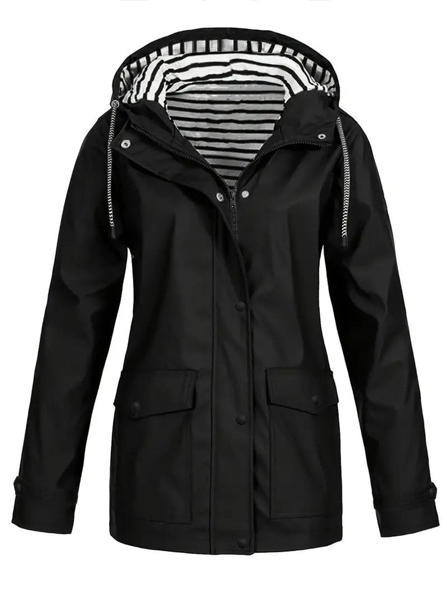 Nell Hooded Waterproof Rain Jacket - Black