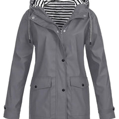 Nell Hooded Waterproof Rain Jacket - Grey