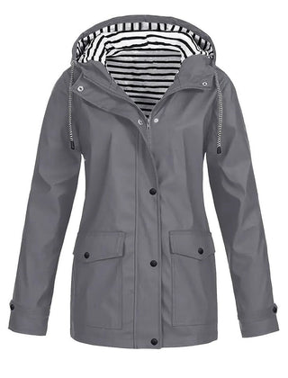 Nell Hooded Waterproof Rain Jacket - Grey