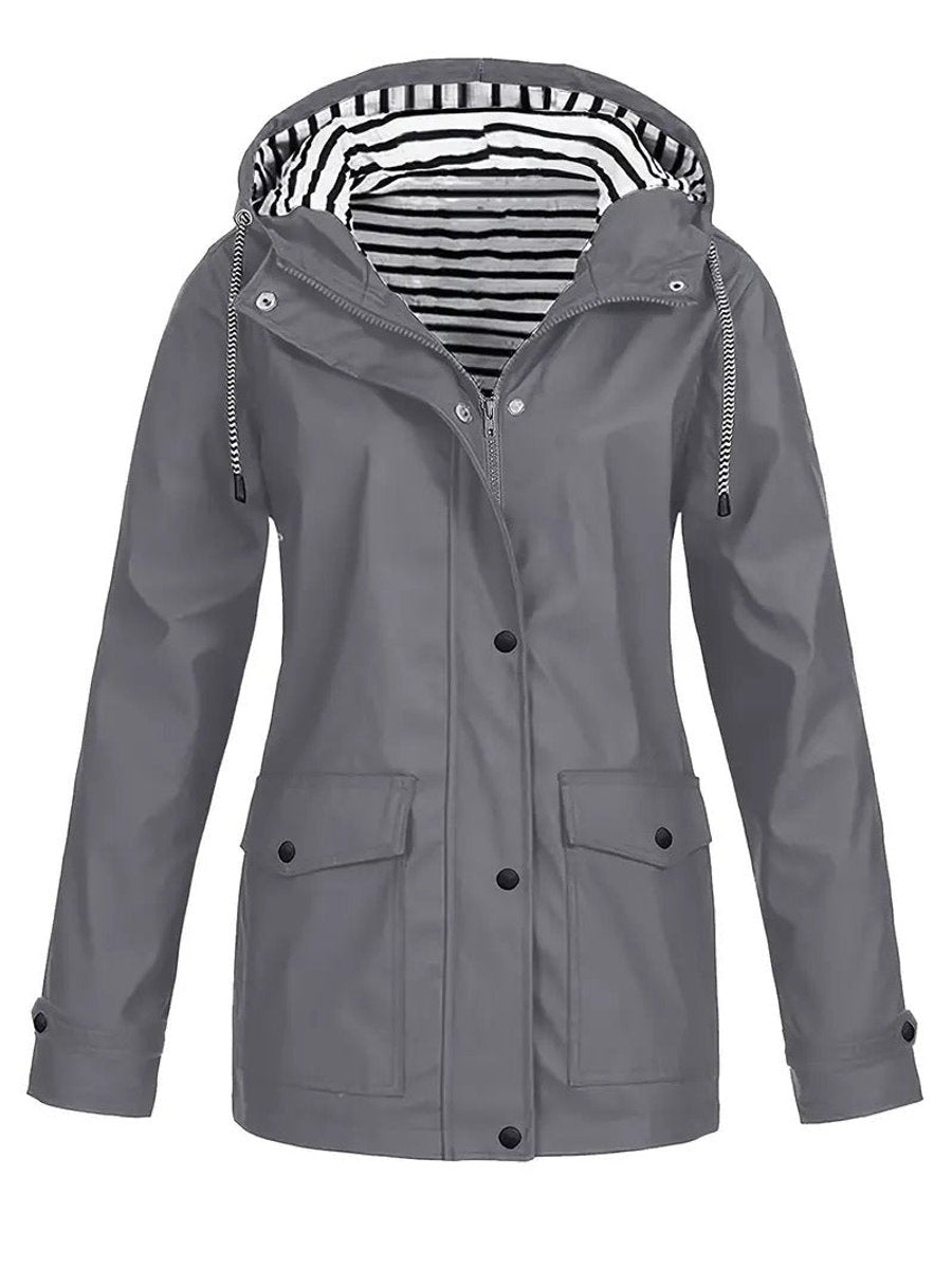 Nell Hooded Waterproof Rain Jacket - Grey