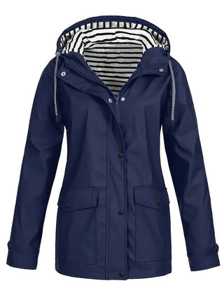 Nell Hooded Waterproof Rain Jacket - Navy Blue