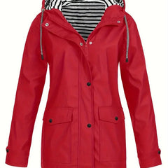 Nell Hooded Waterproof Rain Jacket - Red