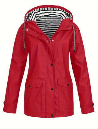 Nell Hooded Waterproof Rain Jacket - Red