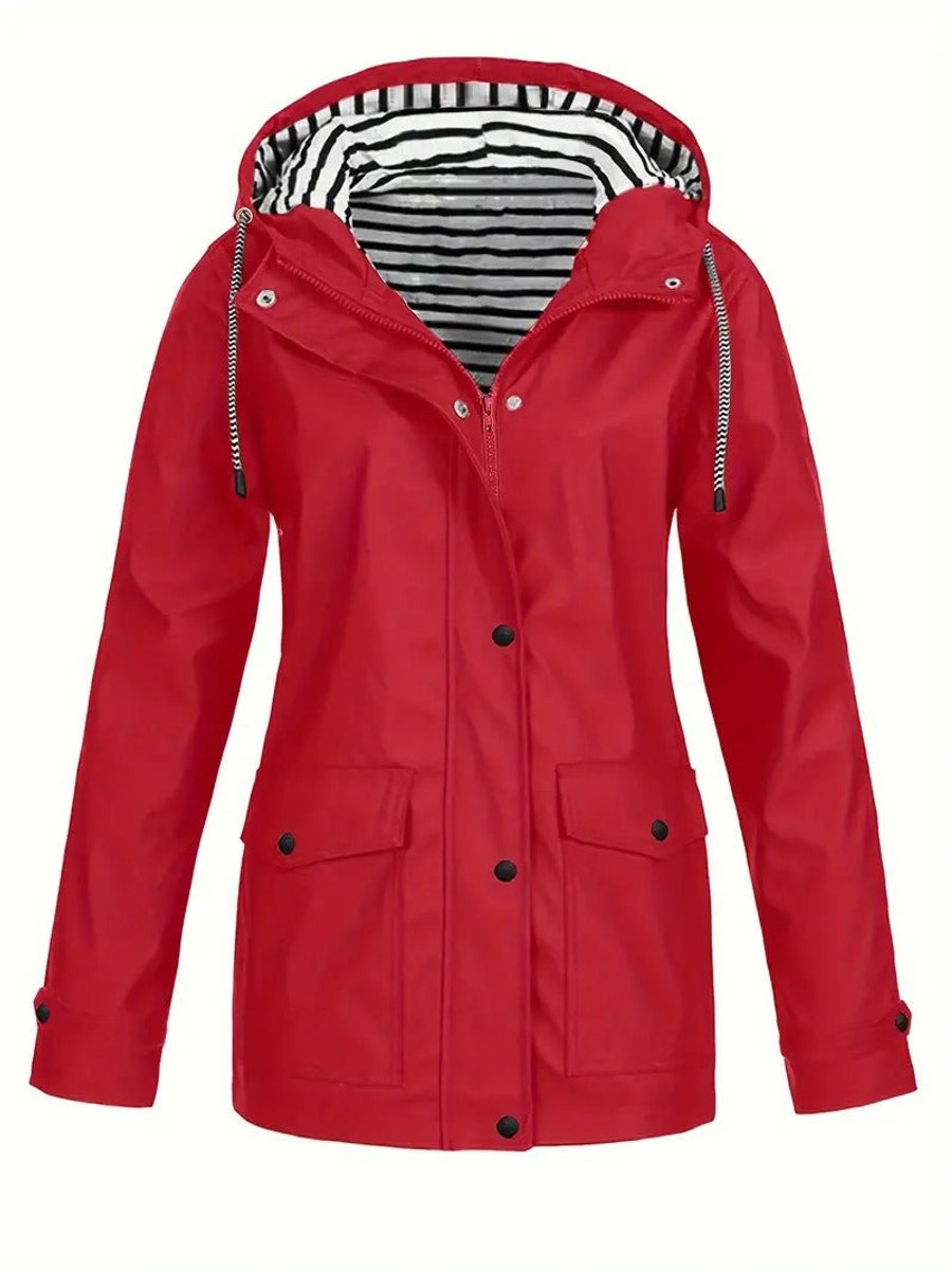 Nell Hooded Waterproof Rain Jacket - Red