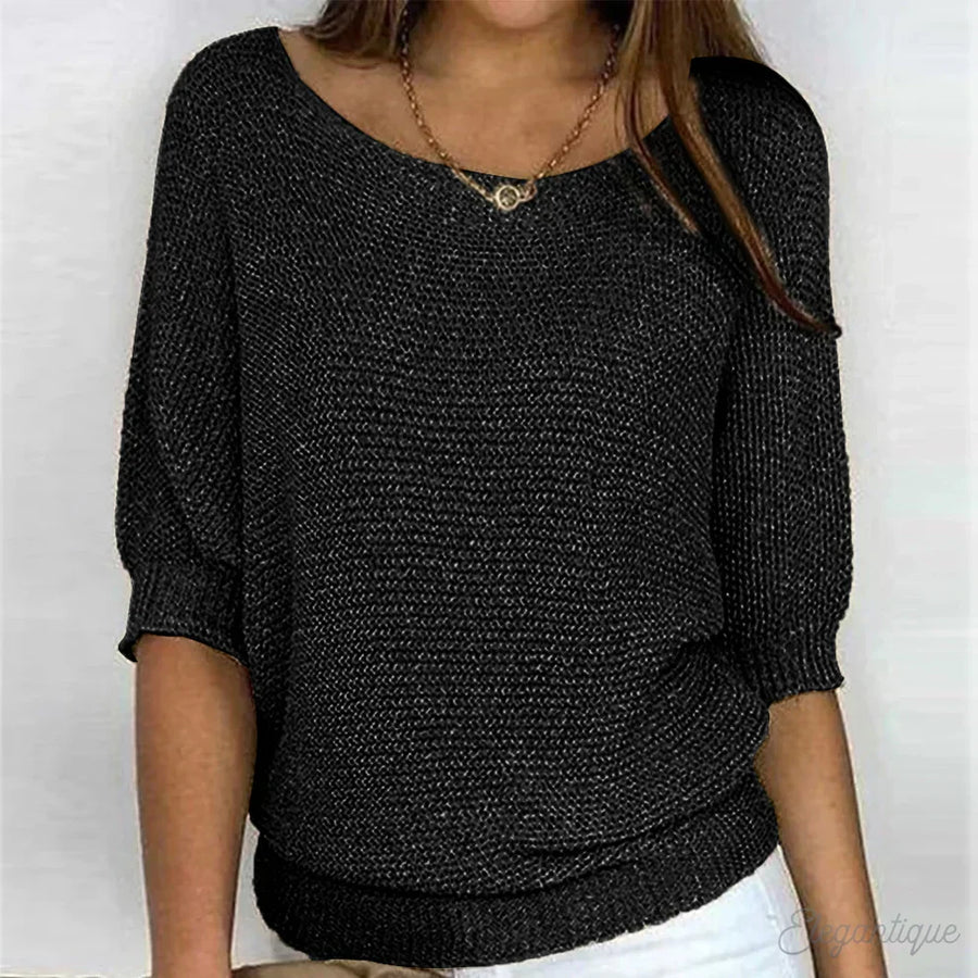 Rosalie Elegant Relaxed Sweater - Black